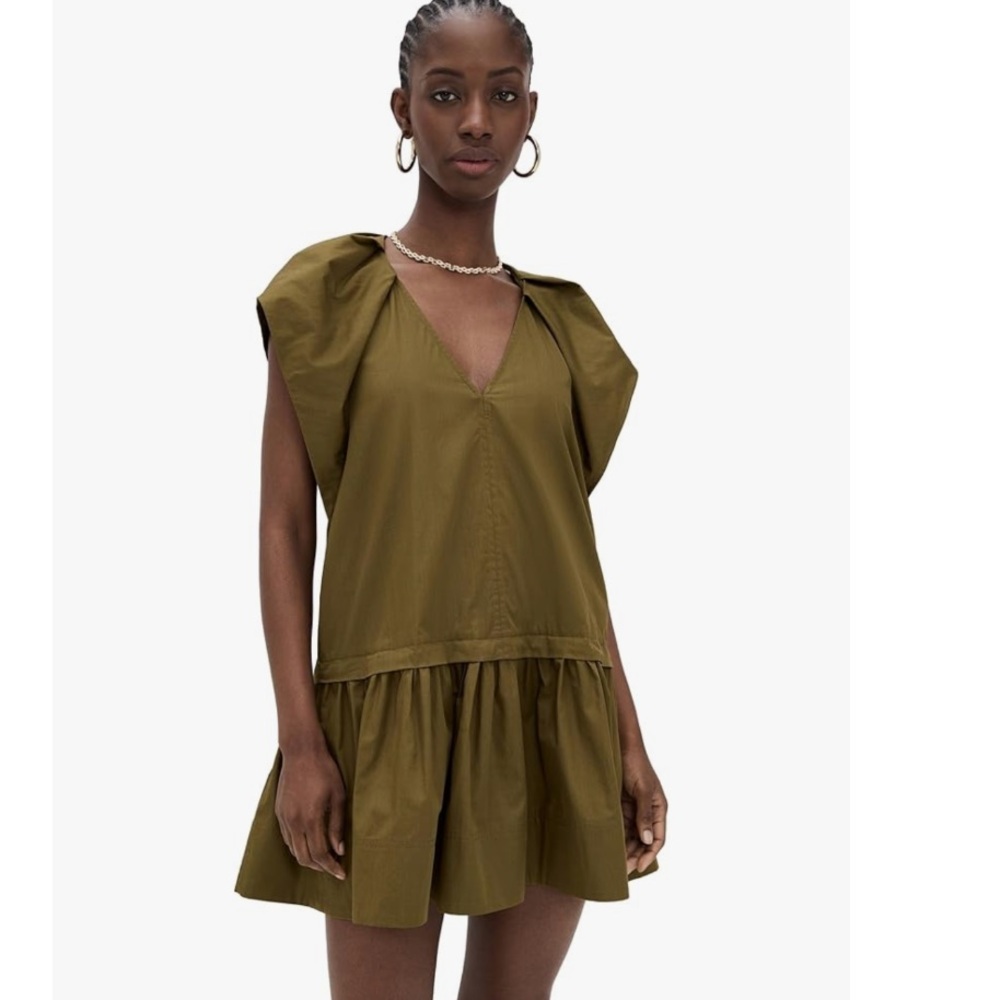 A.L.C. Embress cotton Mini Dress - Olive Green - Picture 4 of 7